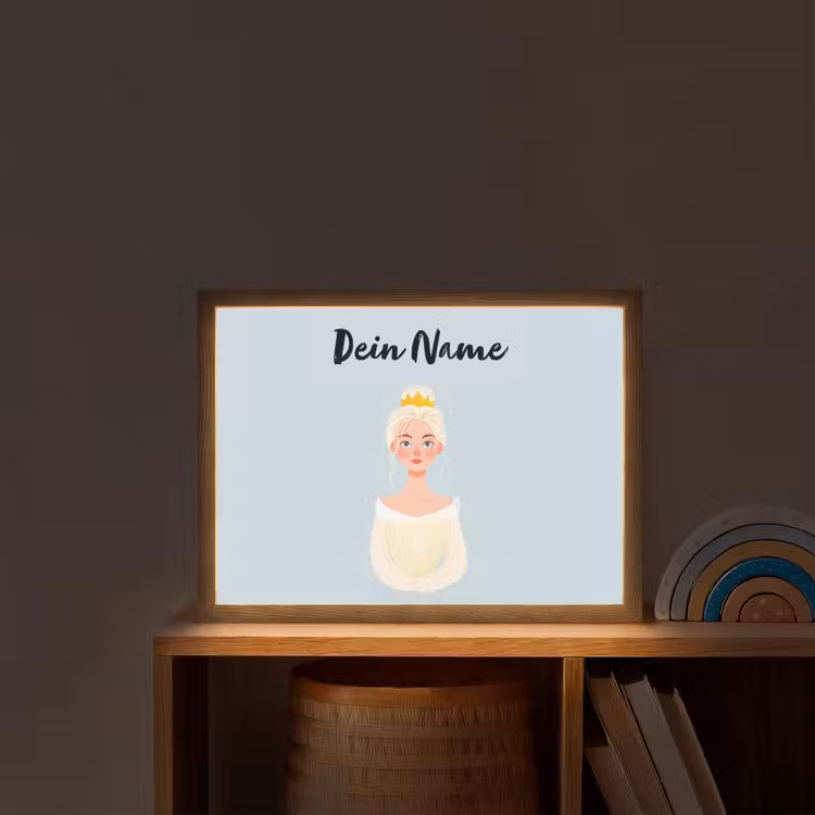 Prinses - Blond - Kroon - Minimalistisch Light Box met batterij (Wandlamp kind) middel -sfeer1_kind