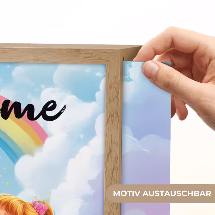 Prinses - Draak - Regenboog Light Box met batterij (Wandlamp kind) middel -USP_websiteprintDE