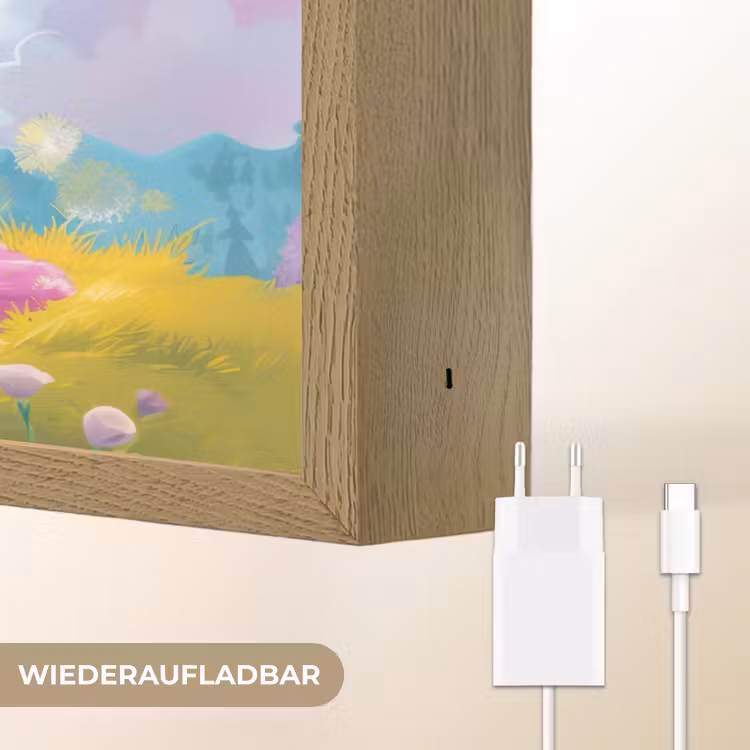 Prinses - Draak - Regenboog Light Box met batterij (Wandlamp kind) middel -USP_websiteoplaadbaarDE