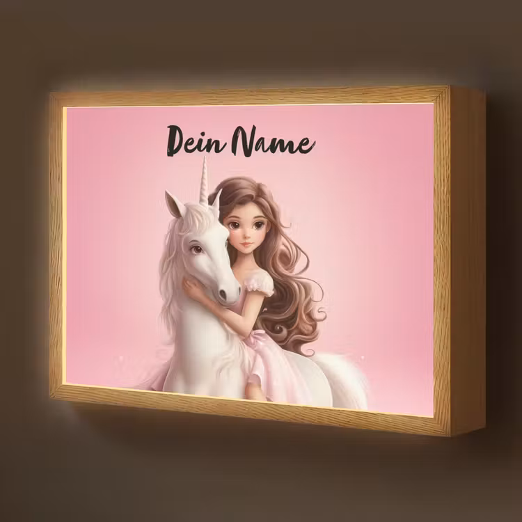 Prinses - Roze - Eenhoorn Light Box met batterij (Wandlamp kind) middel -z3d_website
