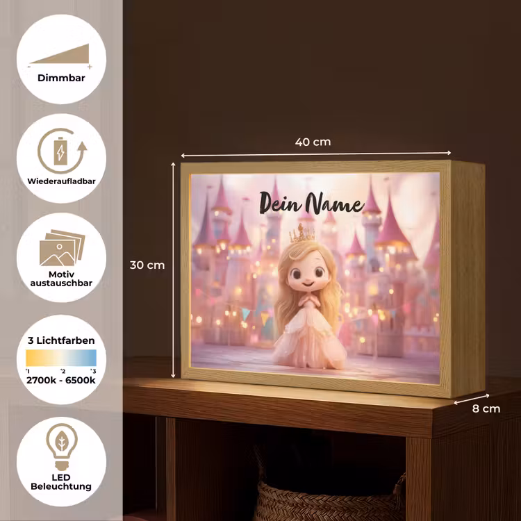Prinses - Roze - Kasteel Light Box met batterij (Wandlamp kind) middel -USP_websiteoverzichtDE