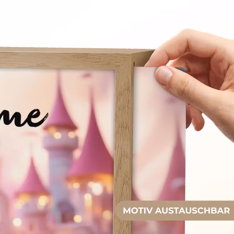 Prinses - Roze - Kasteel Light Box met batterij (Wandlamp kind) middel -USP_websiteprintDE