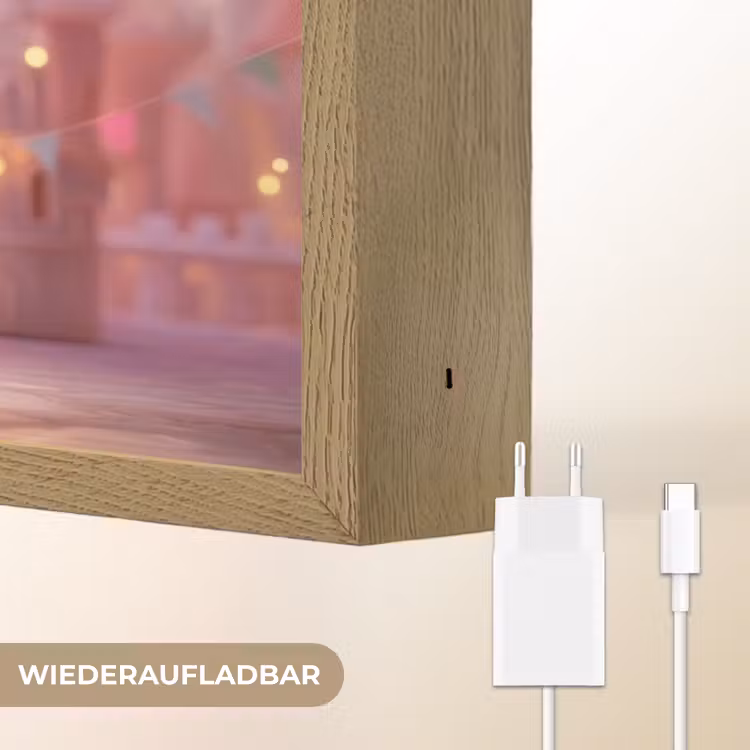 Prinses - Roze - Kasteel Light Box met batterij (Wandlamp kind) middel -USP_websiteoplaadbaarDE