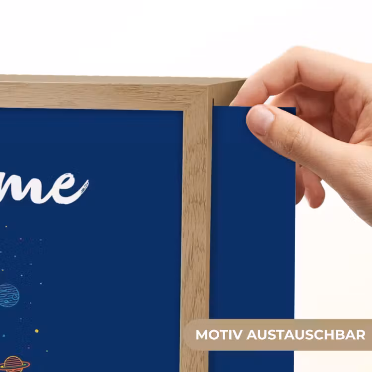 Raket - Blauw - Sterren Light Box met batterij (Wandlamp kind) middel -USP_websiteprintDE