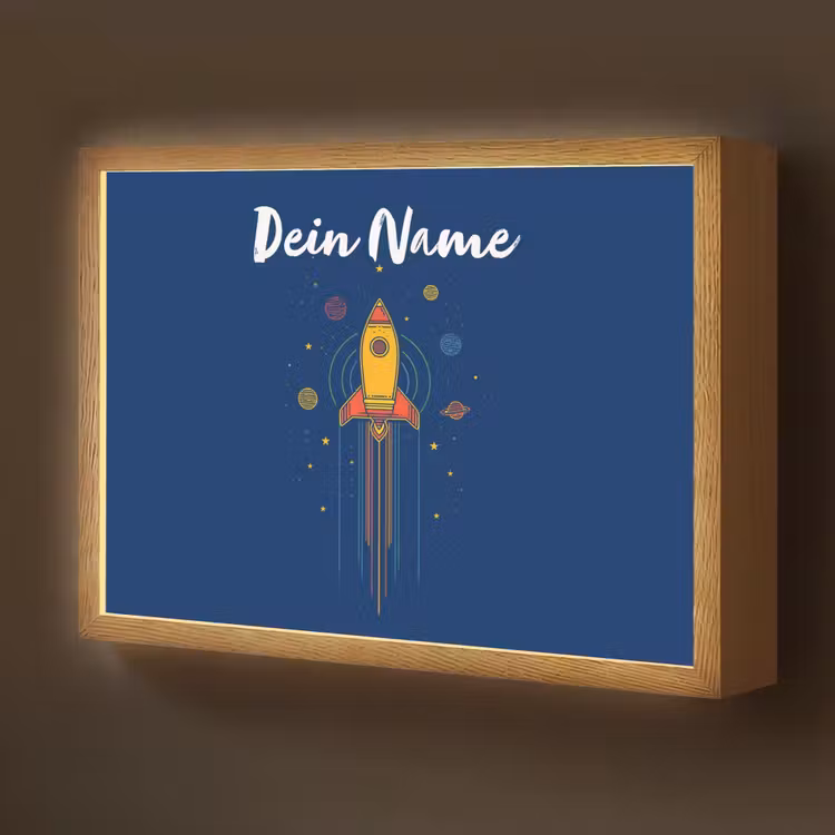Raket - Blauw - Sterren Light Box met batterij (Wandlamp kind) middel -z3d_website