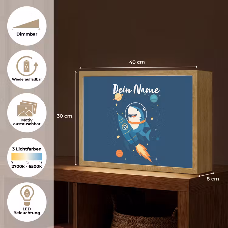 Raket - Haai - Ruimte Light Box met batterij (Wandlamp kind) middel -USP_websiteoverzichtDE