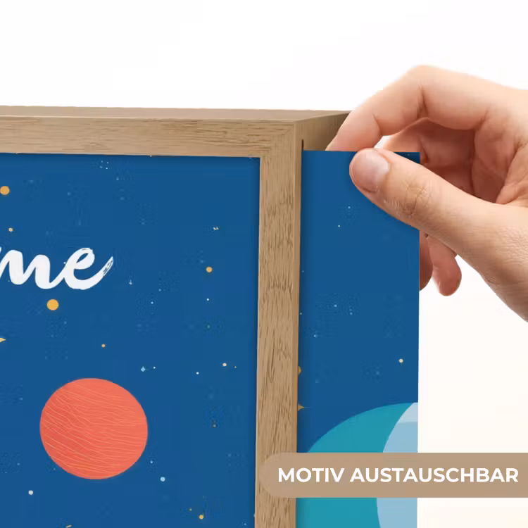 Raket - Planeten - Ruimte Light Box met batterij (Wandlamp kind) middel -USP_websiteprintDE
