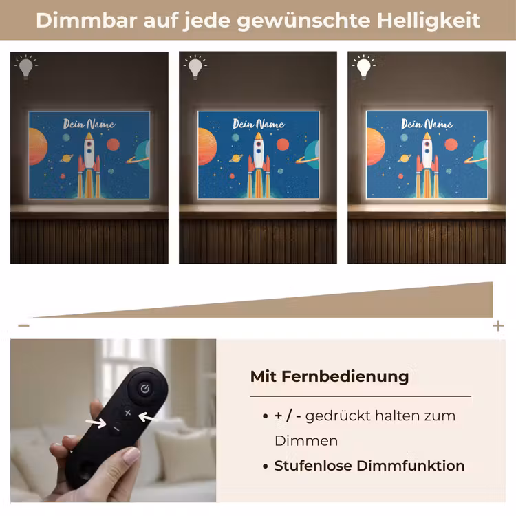 Raket - Planeten - Ruimte Light Box met batterij (Wandlamp kind) middel -USP_dimbaarDE