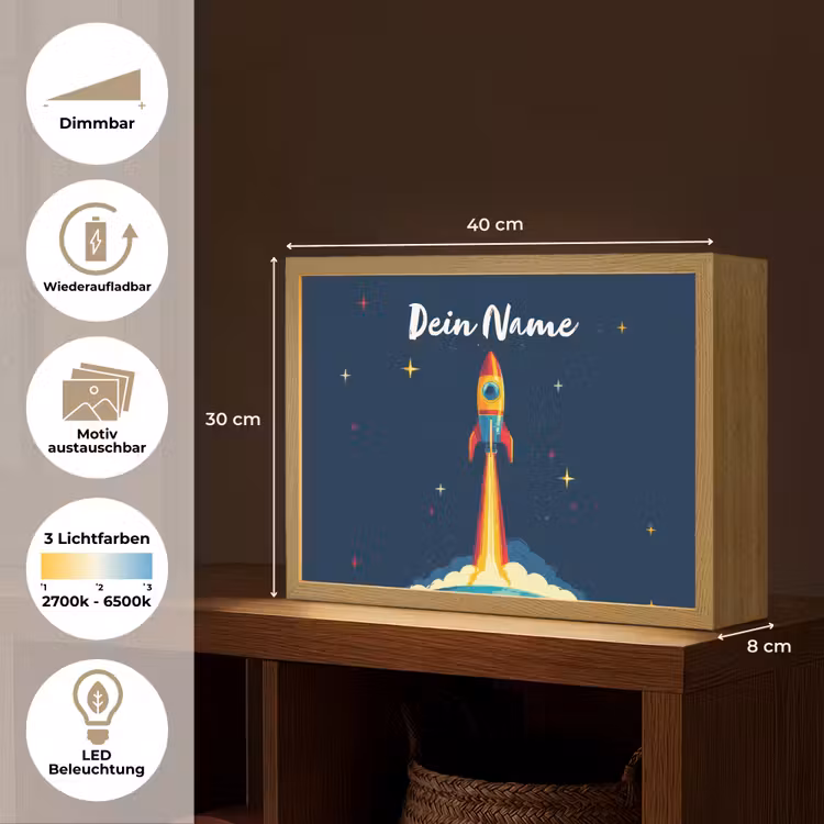 Raket - Rookwolken - Ruimte Light Box met batterij (Wandlamp kind) middel -USP_websiteoverzichtDE