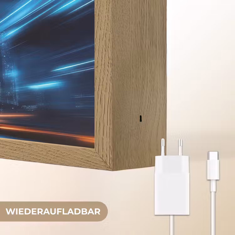 Raket - Ruimte - Blauw - Licht Light Box met batterij (Wandlamp kind) middel -USP_websiteoplaadbaarDE