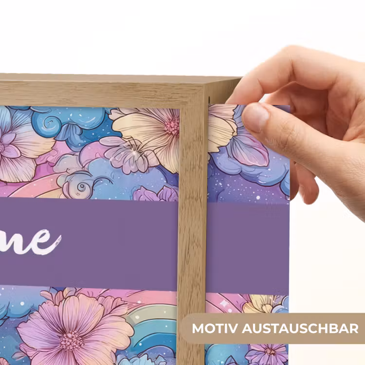 Regenbogen - Bloemen - Kleurrijk - Wolken Light Box met batterij (Wandlamp kind) middel -USP_websiteprintDE