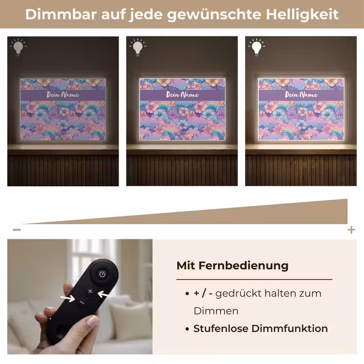 Regenbogen - Bloemen - Kleurrijk - Wolken Light Box met batterij (Wandlamp kind) middel -USP_dimbaarDE