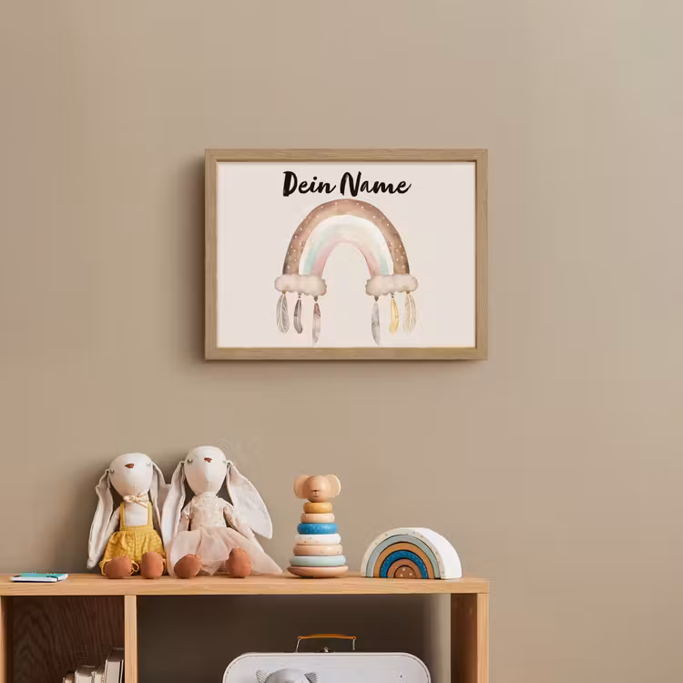 Regenboog - Bohemian - Boho - Pastel kleuren Light Box met batterij (Wandlamp kind) middel -sfeer2_kind