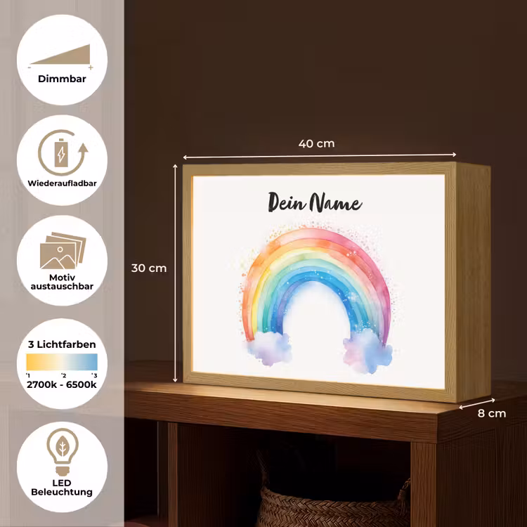 Regenboog - Kinderen - Meisje Light Box met batterij (Wandlamp kind) middel -USP_websiteoverzichtDE