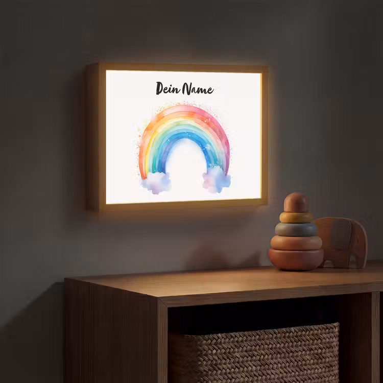 Regenboog - Kinderen - Meisje Light Box met batterij (Wandlamp kind) middel -sfeer5_kind