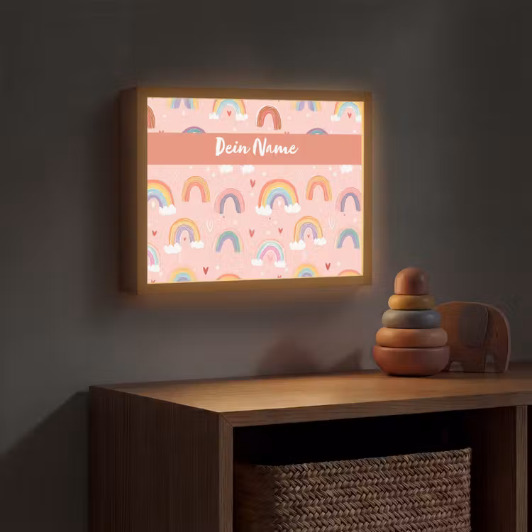 Regenboog - Patroon - Pastel Light Box met batterij (Wandlamp kind) middel -sfeer5_kind