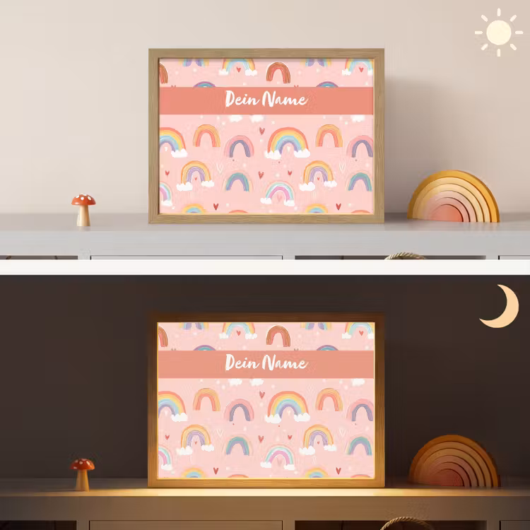 Regenboog - Patroon - Pastel Light Box met batterij (Wandlamp kind) middel -sfeer3_kind