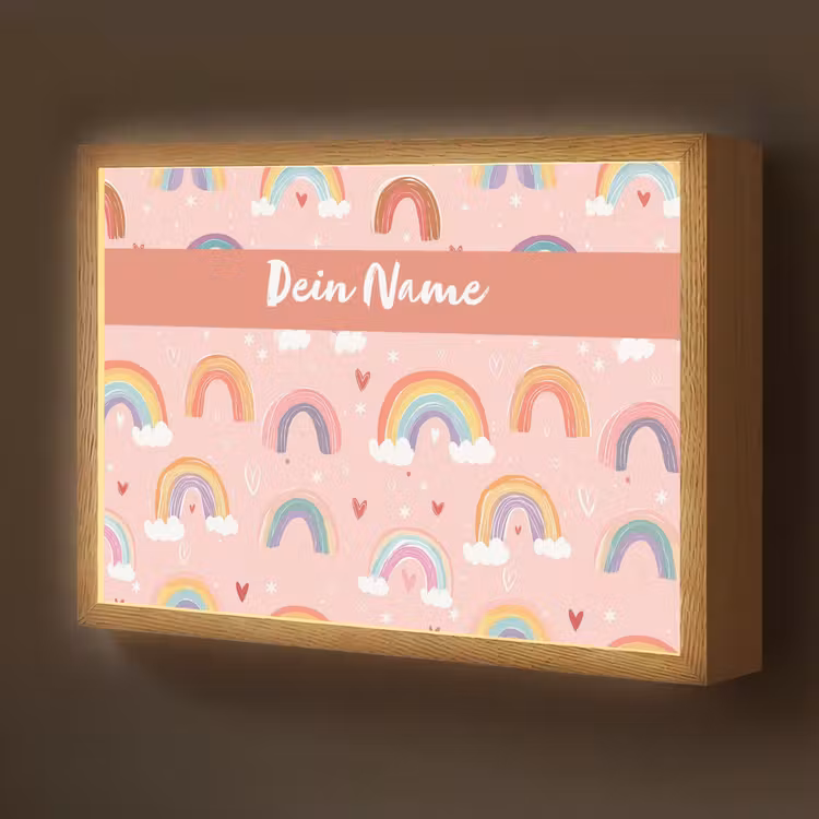 Regenboog - Patroon - Pastel Light Box met batterij (Wandlamp kind) middel -z3d_website