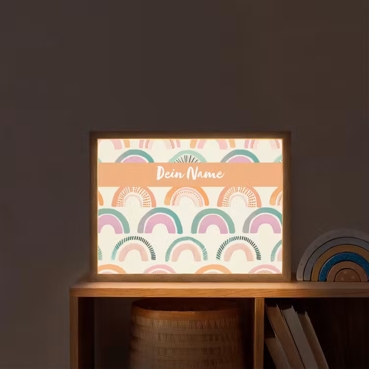 Regenboog - Pastel - Patroon Light Box met batterij (Wandlamp kind) middel -sfeer1_kind