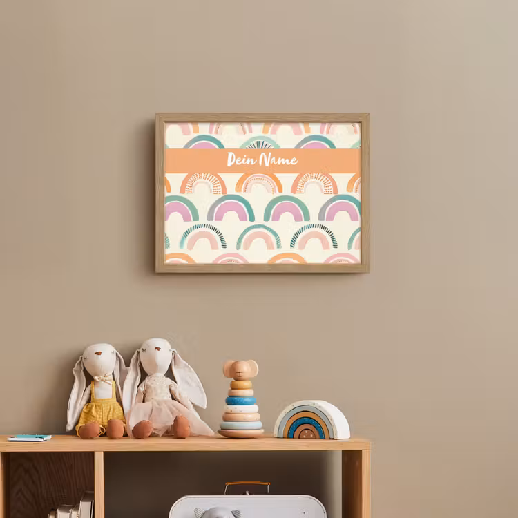 Regenboog - Pastel - Patroon Light Box met batterij (Wandlamp kind) middel -sfeer2_kind