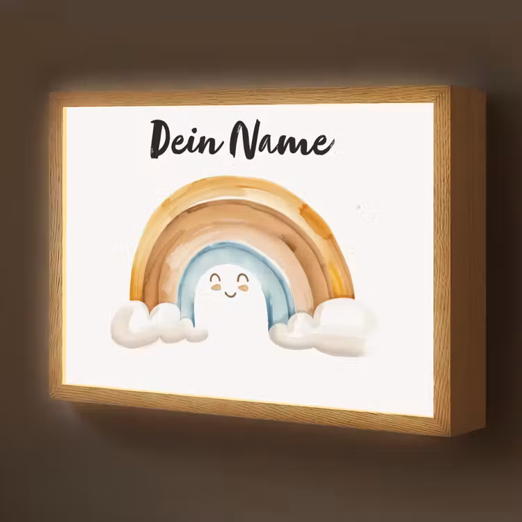 Regenboog - Pastel kleuren Light Box met batterij (Wandlamp kind) middel -z3d_website