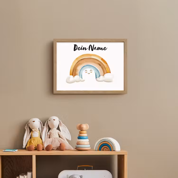 Regenboog - Pastel kleuren Light Box met batterij (Wandlamp kind) middel -sfeer2_kind