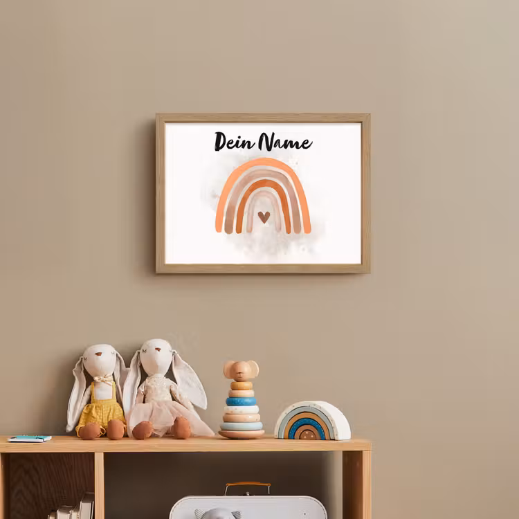 Regenboog - Roze - Pastel kleuren - Hartje Light Box met batterij (Wandlamp kind) middel -sfeer2_kind