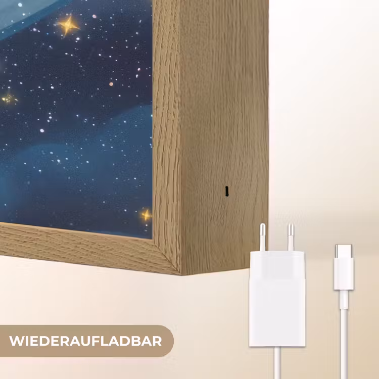 Regenboog - Sterrenhemel - Kleurrijk Light Box met batterij (Wandlamp kind) middel -USP_websiteoplaadbaarDE
