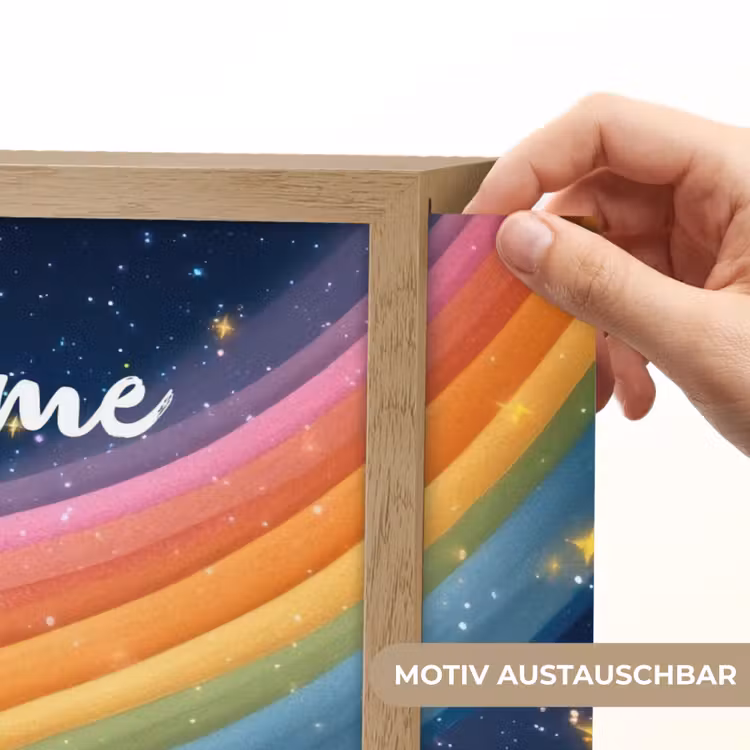 Regenboog - Sterrenhemel - Kleurrijk Light Box met batterij (Wandlamp kind) middel -USP_websiteprintDE