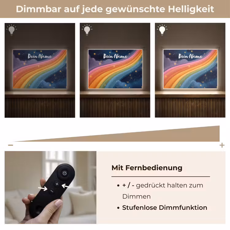 Regenboog - Sterrenhemel - Kleurrijk Light Box met batterij (Wandlamp kind) middel -USP_dimbaarDE