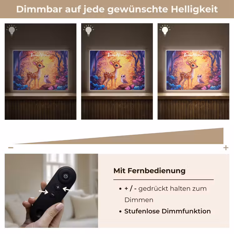 Hertje - Uil - Fantasie - Bos Light Box met batterij (Wandlamp kind) middel -USP_dimbaarDE