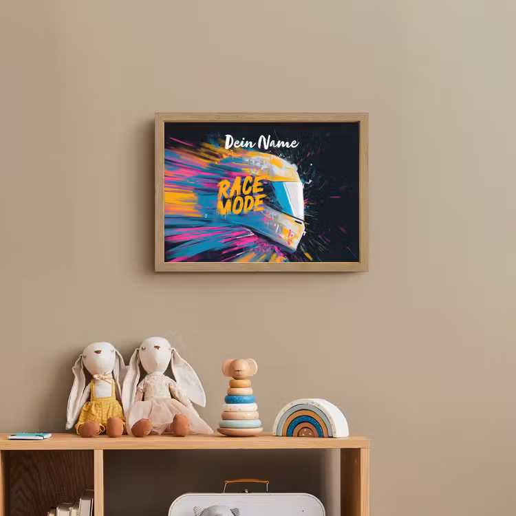 Racehelm - Abstract - Verf - Kleurrijk Light Box met batterij (Wandlamp kind) middel -sfeer2_kind