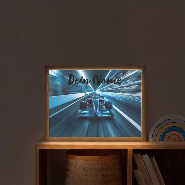 Race - Auto - Formule 1 - Jongens - Blauw Light Box met batterij (Wandlamp kind) middel -sfeer1_kind