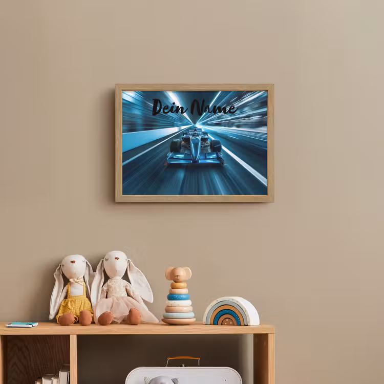 Race - Auto - Formule 1 - Jongens - Blauw Light Box met batterij (Wandlamp kind) middel -sfeer2_kind