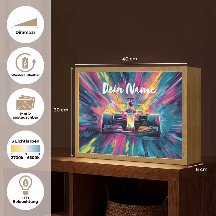 Raceauto - Abstract - Strepen - Blauw Light Box met batterij (Wandlamp kind) middel -USP_websiteoverzichtDE