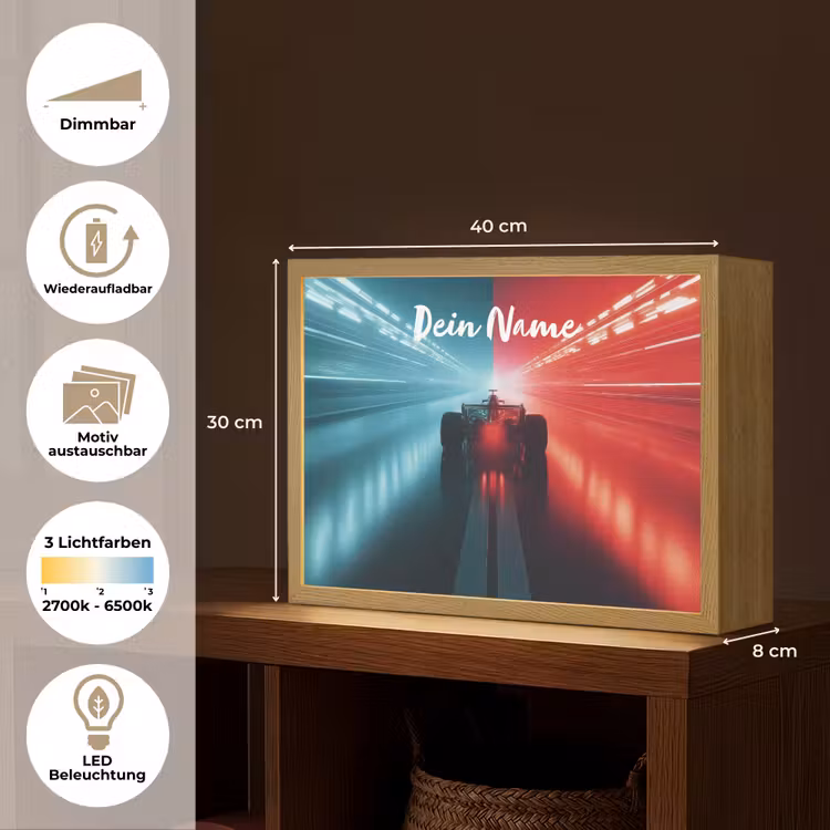 Raceauto - Verlichting - Neon - Rood Light Box met batterij (Wandlamp kind) middel -USP_websiteoverzichtDE