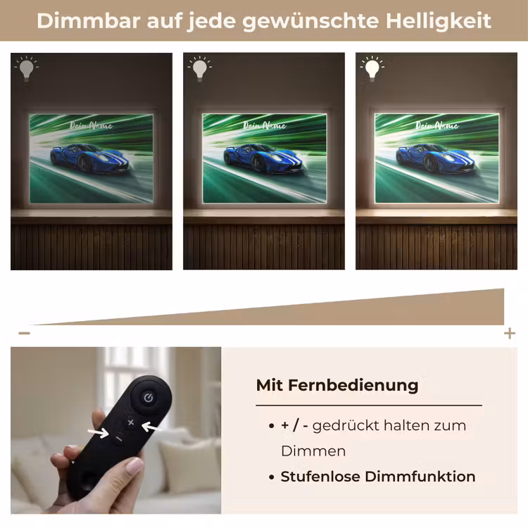 Race auto - Blauw - Groen Light Box met batterij (Wandlamp kind) middel -USP_dimbaarDE