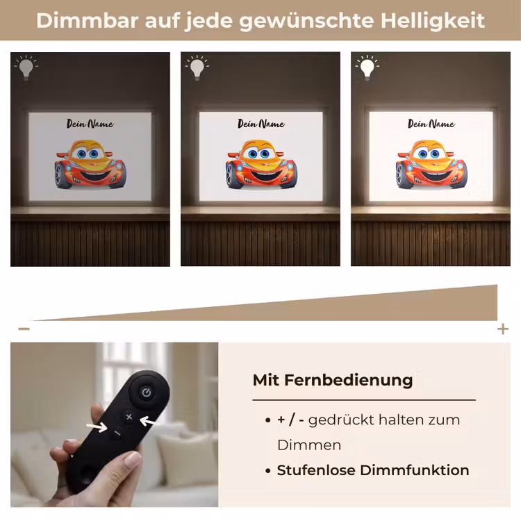 Raceauto - Oranje - Jongens - Kinderen - Auto Light Box met batterij (Wandlamp kind) middel -USP_dimbaarDE
