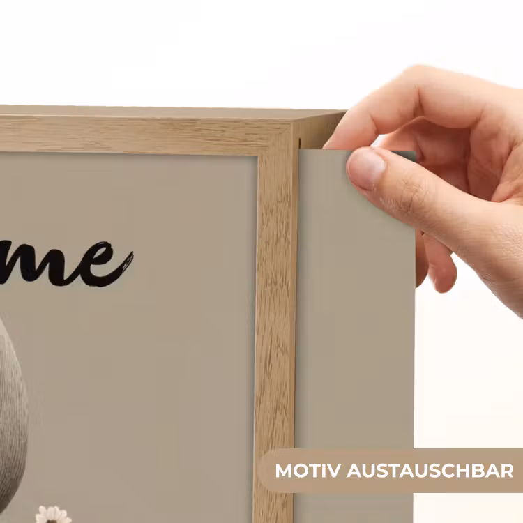 Neushoorn - Witte bloemen - Lief Light Box met batterij (Wandlamp kind) middel -USP_websiteprintDE