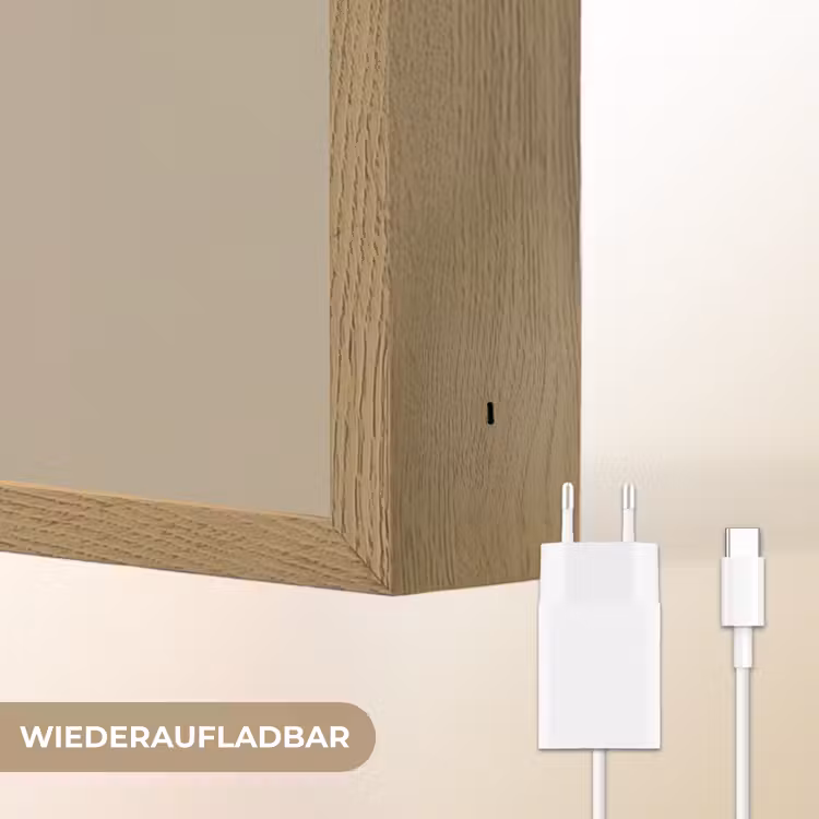Neushoorn - Witte bloemen - Lief Light Box met batterij (Wandlamp kind) middel -USP_websiteoplaadbaarDE