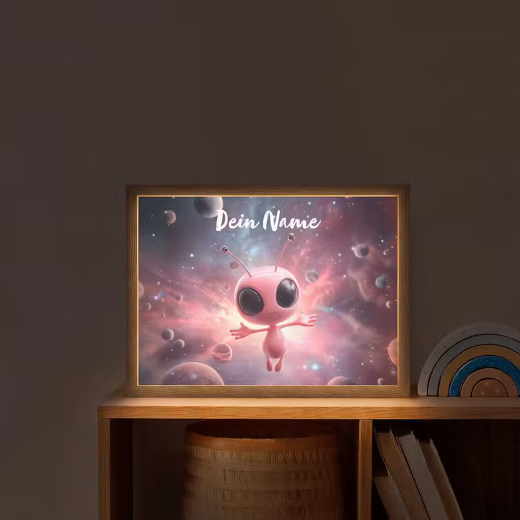 Roze - Alien - Planeten - Ruimte Light Box met batterij (Wandlamp kind) middel -sfeer1_kind