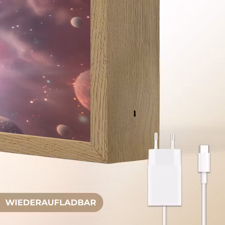 Roze - Alien - Planeten - Ruimte Light Box met batterij (Wandlamp kind) middel -USP_websiteoplaadbaarDE