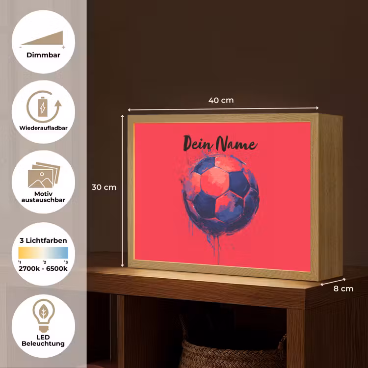 Rood - Voetbal - Abstract - Verfspatten Light Box met batterij (Wandlamp kind) middel -USP_websiteoverzichtDE
