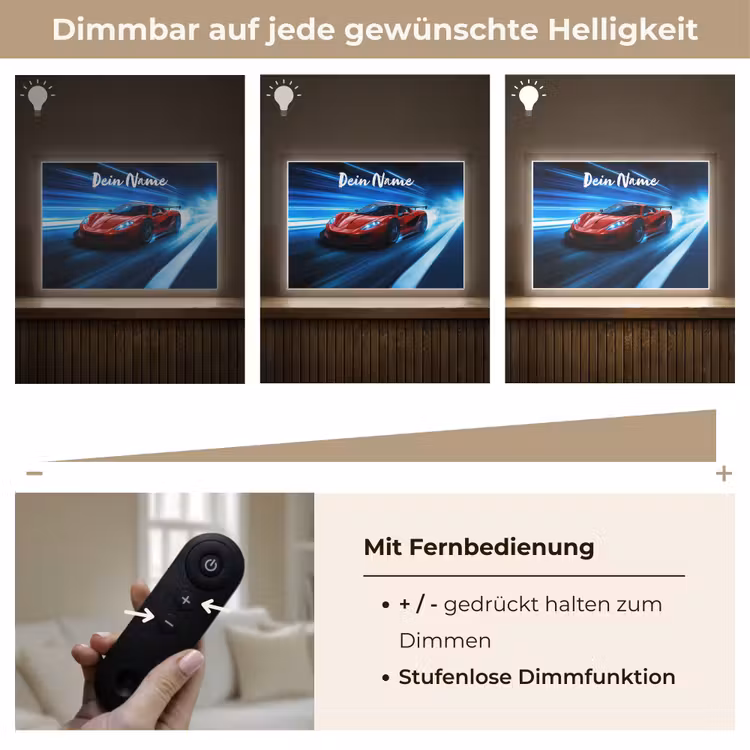 Rode raceauto - Blauw - Futuristisch Light Box met batterij (Wandlamp kind) middel -USP_dimbaarDE