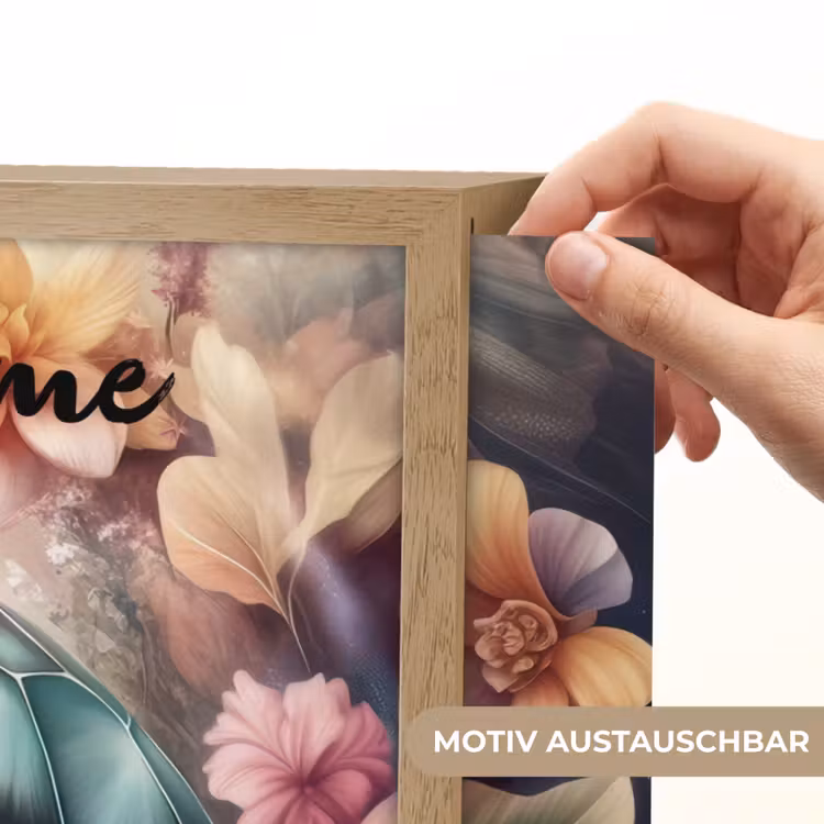 Schildpad - Bloemen - Onderwater Light Box met batterij (Wandlamp kind) middel -USP_websiteprintDE