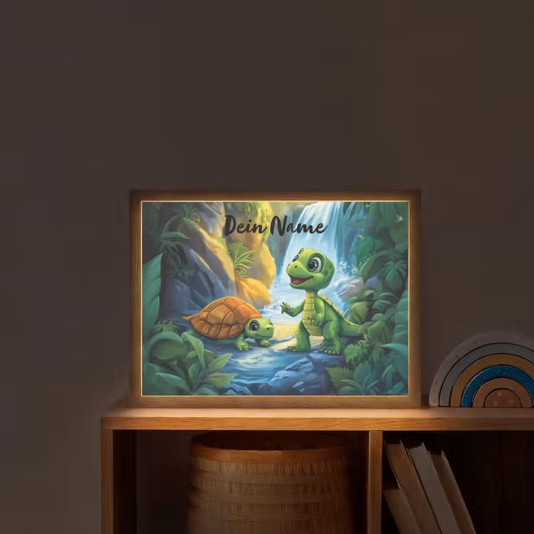 Schildpad - Dino - Jungle - Waterval Light Box met batterij (Wandlamp kind) middel -sfeer1_kind