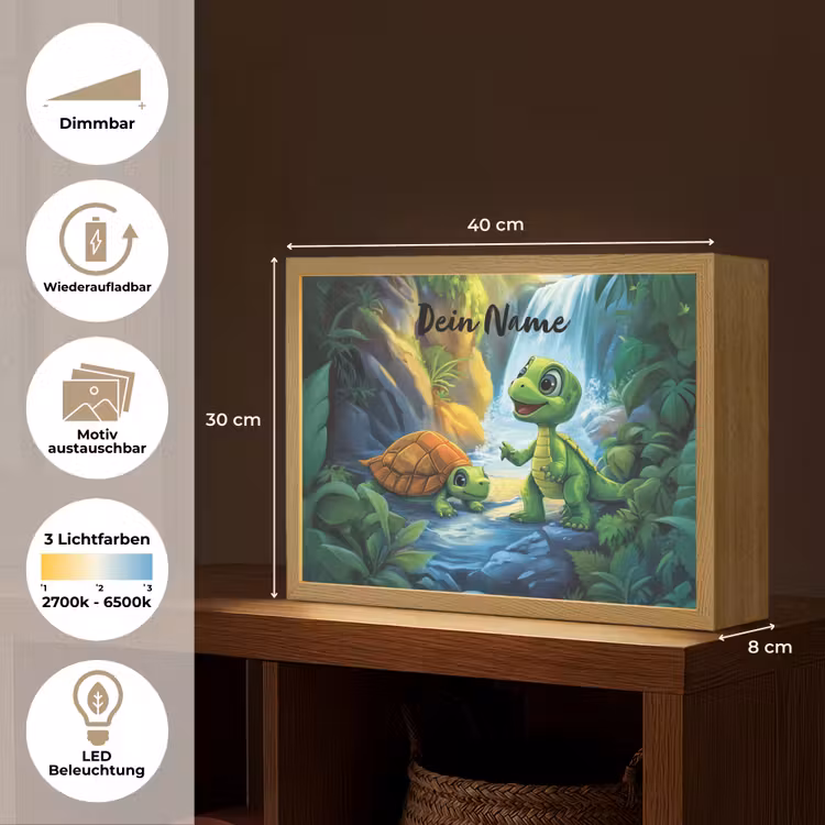 Schildpad - Dino - Jungle - Waterval Light Box met batterij (Wandlamp kind) middel -USP_websiteoverzichtDE