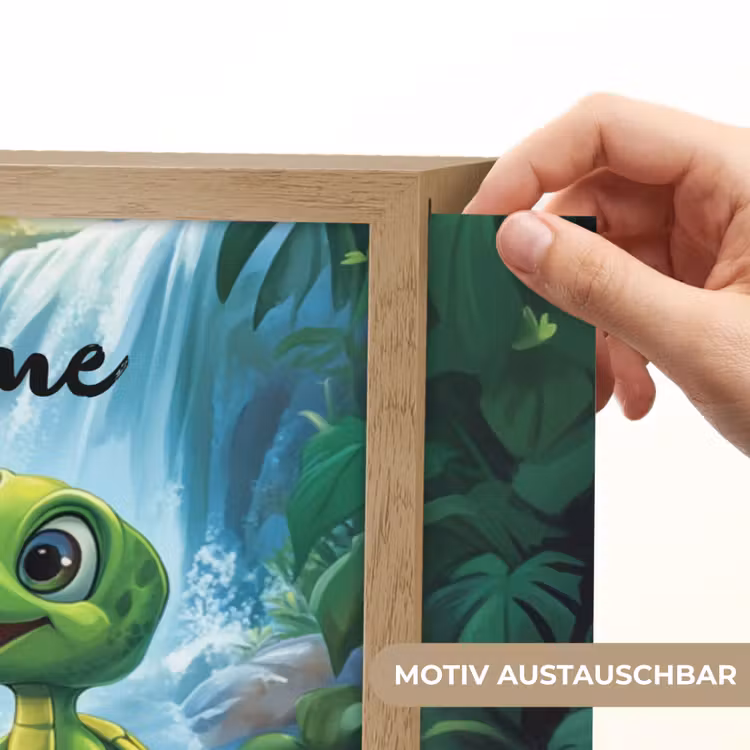 Schildpad - Dino - Jungle - Waterval Light Box met batterij (Wandlamp kind) middel -USP_websiteprintDE
