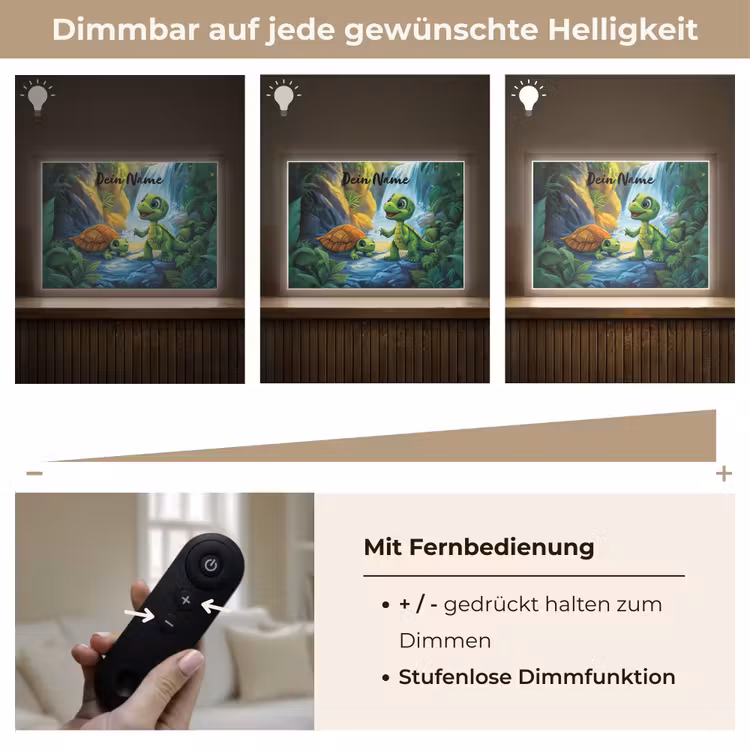 Schildpad - Dino - Jungle - Waterval Light Box met batterij (Wandlamp kind) middel -USP_dimbaarDE