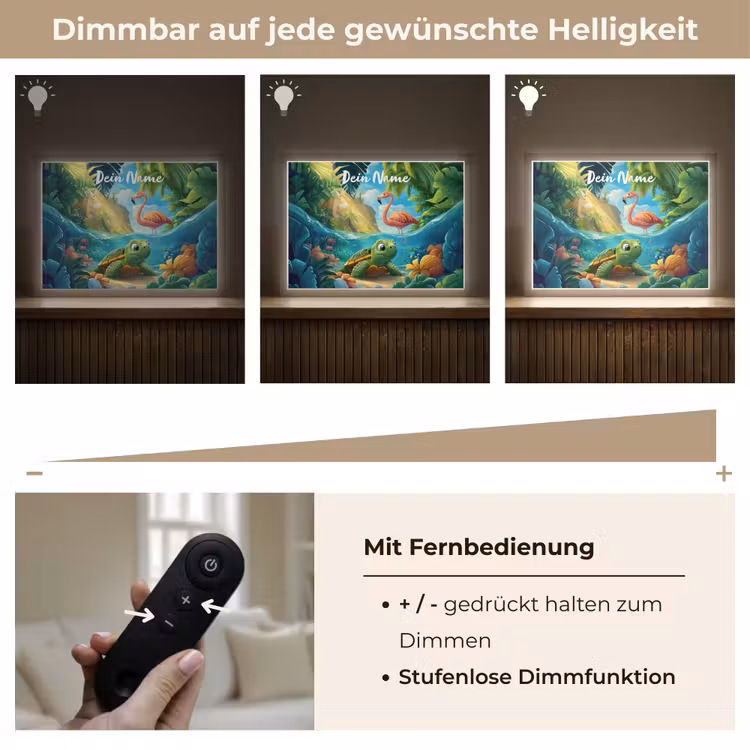 Schildpad - Flamingo - Tropisch - Oceaan Light Box met batterij (Wandlamp kind) middel -USP_dimbaarDE